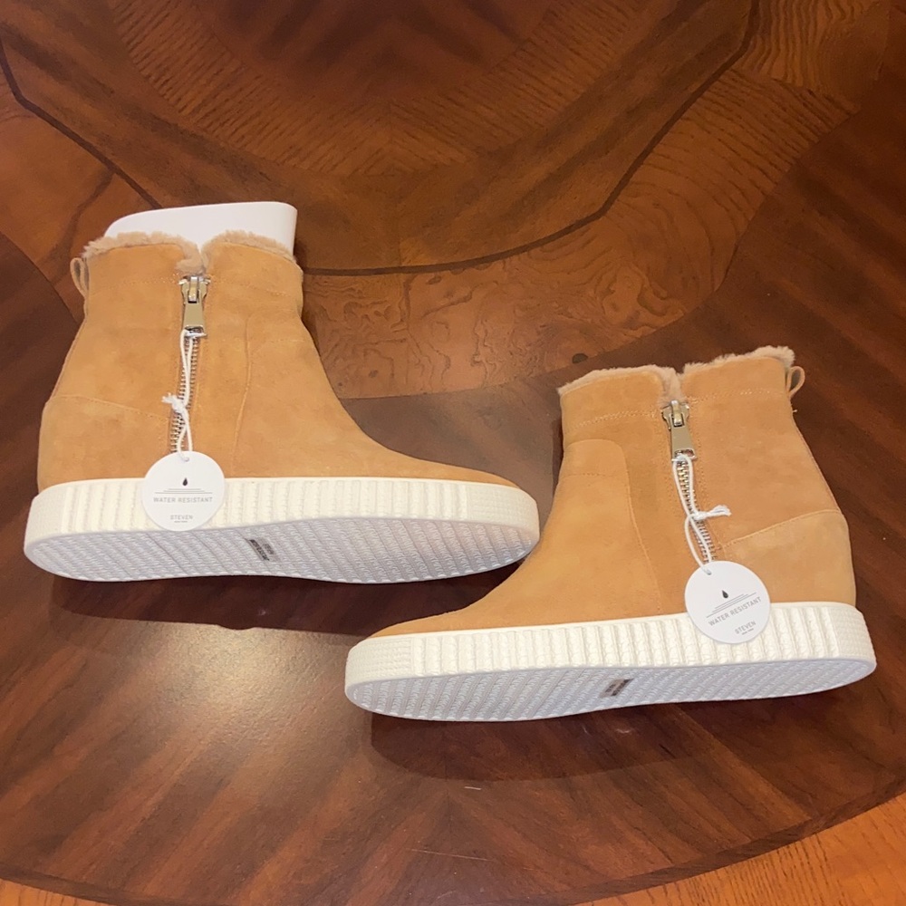Steve Madden Camel Suede Bamby Hidden Wedge Boot - Picture 4 of 12